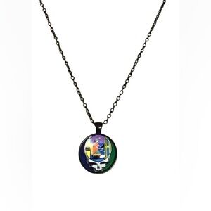 Grateful Dead steal your face skeleton necklace
